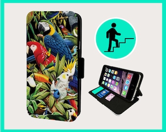 EXOTIC PARROT JUNGLE - Flip phone case iPhone/Samsung Vegan Faux Leather