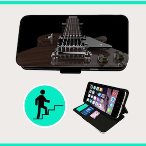 UNIKAT ROCK N ROLL - Flip Tasche iPhone/Samsung Vegan Kunstleder