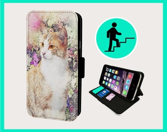 PRETTY GINGER CAT - Flip phone case iPhone/Samsung Vegan Faux Leather