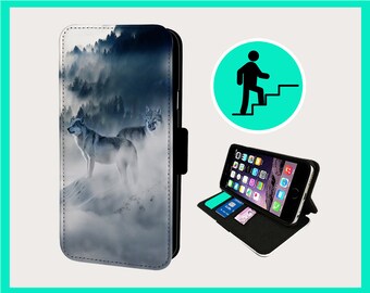 SNOW STORM WOLVES - Flip phone case iPhone/Samsung Vegan Faux Leather