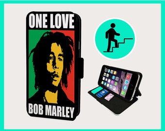 REGGAE ONE LOVE - Étui à rabat pour iPhone/Samsung imitation cuir végétalien