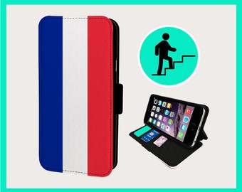 VIVA FRANCE FLAG - Étui à rabat pour iPhone/Samsung imitation cuir végétalien