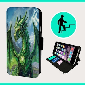 DRAGÓN TEMIBEDOR - Funda tipo libro para iPhone/Samsung de piel sintética vegana
