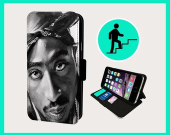 ICONIC RAPPER TUPAC - Étui à rabat pour iPhone/Samsung imitation cuir végétalien