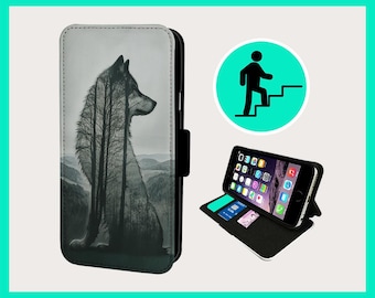 WOLF INCREDIBLE LOYALTY - Flip phone case iPhone/Samsung Vegan Faux Leather