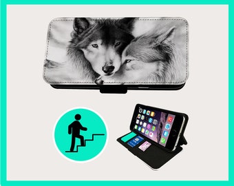 INCREDIBLE WOLF INTIMACY - Flip phone case iPhone/Samsung Vegan Faux Leather