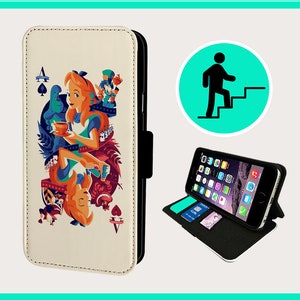 KARTA ALICE WONDERLAND - etui na telefon z klapką iPhone/Samsung wegańska sztuczna skóra