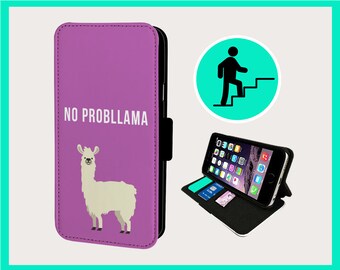 LLAMA NO PROBLEM! - Flip phone case iPhone/Samsung Vegan Faux Leather