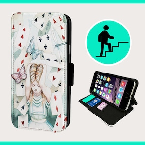 ALICE PLAYING CARDS - フリップフォンケース iPhone/Samsung ヴィーガンフェイクレザー