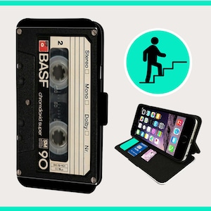 RETRO TAPE CASSETTE jaren 80: telefoonhoesje iPhone/Samsung veganistisch kunstleer