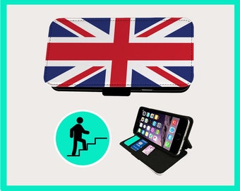BRITISH UNION JACK - Étui à rabat pour iPhone/Samsung imitation cuir végétalien