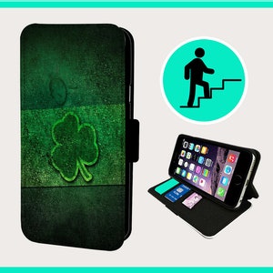 IRISH LUCKY CLOVER - Flip-telefoonhoesje iPhone/Samsung veganistisch kunstleer
