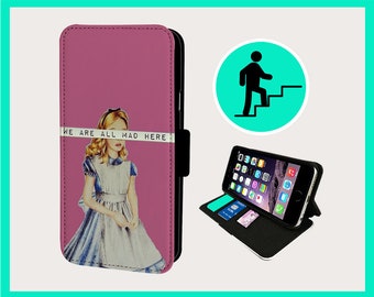 ALICE MAD HUMOUR  - Flip phone case iPhone/Samsung Vegan Faux Leather