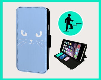 CUTE PUSSY CAT - Flip phone case iPhone/Samsung Vegan Faux Leather