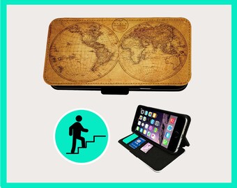 INCREDIBLE WORLD MAP - Flip phone case iPhone/Samsung Vegan Faux Leather