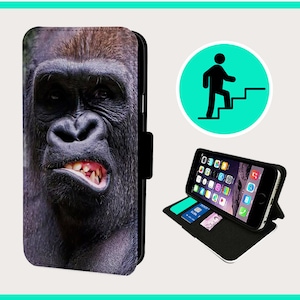 FUNNY GORILLA FACE  - Flip phone case iPhone/Samsung Vegan Faux Leather