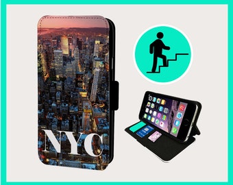 NYC BIG APPLE  - Flip phone case iPhone/Samsung Vegan Faux Leather