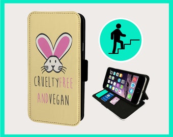 VEGAN CUTE RABBIT - Flip phone case iPhone/Samsung Vegan Faux Leather
