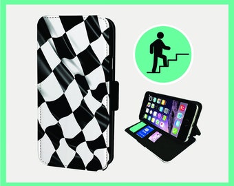 RACING FLAG CHEQUERED - Flip phone case iPhone/Samsung Vegan Faux Leather