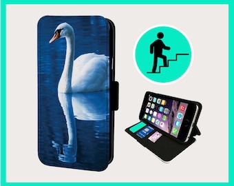 GRACIOUS SWAN REFLECTION - Flip phone case iPhone/Samsung Vegan Faux Leather