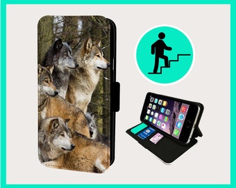 WOLVES LOYAL PREDATORS - Flip phone case iPhone/Samsung Vegan Faux Leather
