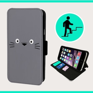 TOTORO CUTE ANIME - Flip-telefoonhoesje iPhone/Samsung veganistisch kunstleer