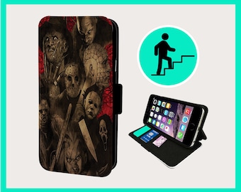 HORROR MOVIE CHARACTERS - Flip phone case iPhone/Samsung Vegan Faux Leather