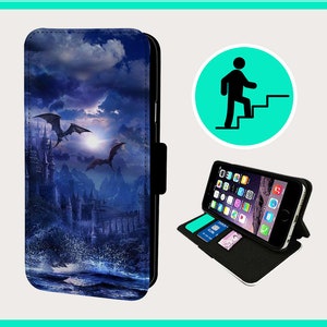 MYSTICAL SKY DRAGONS: telefoonhoesje iPhone/Samsung veganistisch kunstleer