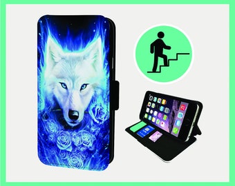 POWERFUL WHITE WOLF - Flip phone case iPhone/Samsung Vegan Faux Leather