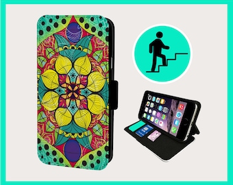 MANDALA ZESTY ENERGY - Flip phone case iPhone/Samsung Vegan Faux Leather