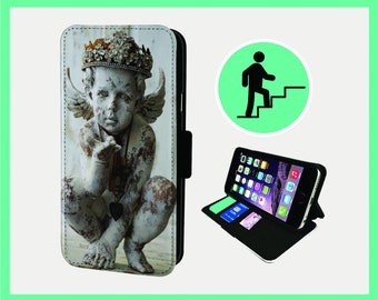 STONE ANGEL BABY - Flip phone case iPhone/Samsung Vegan Faux Leather