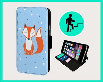 FOX BIRD NATURE - Flip phone case iPhone/Samsung Vegan Faux Leather