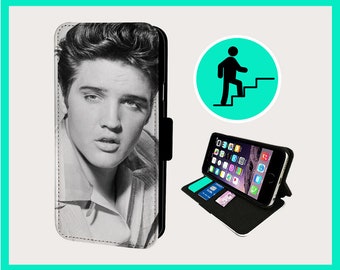 ELVIS YOUTHFUL PORTRAIT - Custodia a libro per iPhone/Samsung Vegan Ecopelle