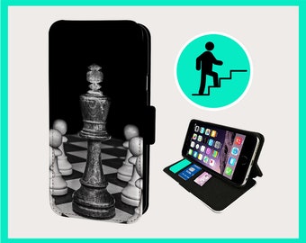 KING QUEEN Of CHESS - Flip phone case iPhone/Samsung Vegan Faux Leather