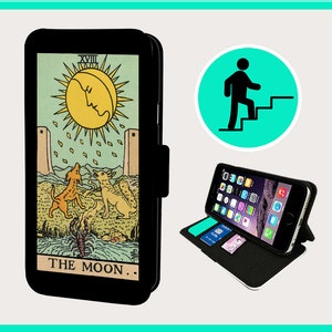 MOON TAROT CARD - Flip phone case iPhone/Samsung Vegan Faux Leather
