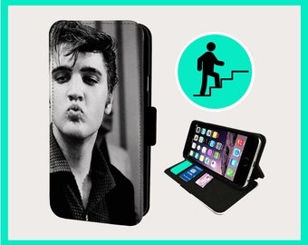 ELVIS SENDING KISSES - Flip phone case iPhone/Samsung Vegan Faux Leather
