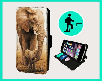 AMAZING AFRICAN ELEPHANTS - Flip phone case iPhone/Samsung Vegan Faux Leather