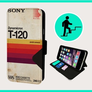 RETRO FILMTAPE Jaren 80 - Flip-telefoonhoesje iPhone/Samsung veganistisch kunstleer