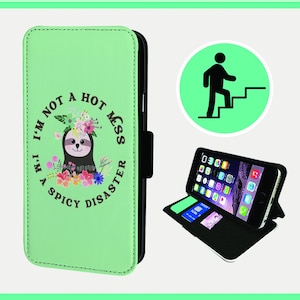 FUNNY SLOTH MESS - Flip-telefoonhoesje iPhone/Samsung veganistisch kunstleer