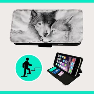 WOLF FOREVER LOVE: telefoonhoesje iPhone/Samsung veganistisch kunstleer