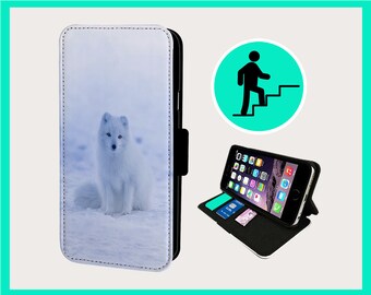 INCREDIBLE SNOW WOLF - Flip Handyhülle iPhone/Samsung Vegan Kunstleder