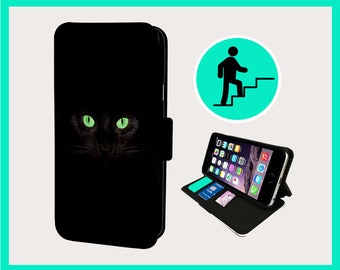 SPOOKY CATS EYES - Flip phone case iPhone/Samsung Vegan Faux Leather