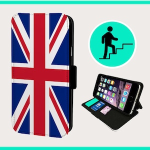 UNION JACK BRITISH - Flip-telefoonhoesje iPhone/Samsung veganistisch kunstleer