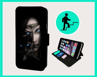 GOTH CAT SPELLS - Flip phone case iPhone/Samsung Vegan Faux Leather
