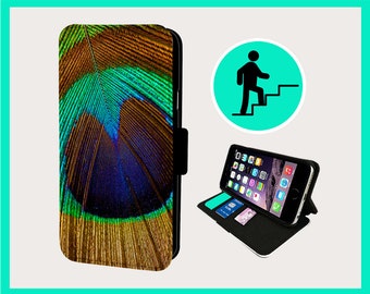 INCROYABLE PAON FEATHER - Étui à rabat pour iPhone/Samsung imitation cuir végétalien