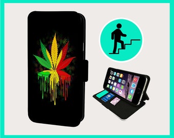 GANJA WEED CHILLING - Flip phone case iPhone/Samsung Vegan Faux Leather