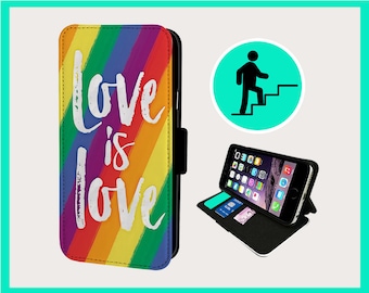 GAY LOVE FOREVER - Flip phone case iPhone/Samsung Vegan Faux Leather