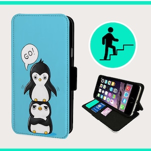 PENGUIN STACK RACE - Flip-telefoonhoesje iPhone/Samsung veganistisch kunstleer