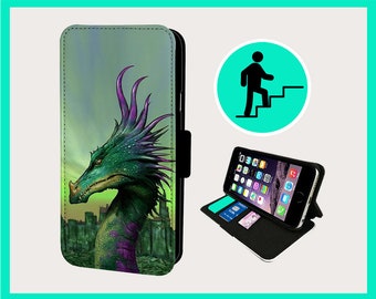 DRAGON MYTHICAL CREATURE - Flip phone case iPhone/Samsung Vegan Faux Leather