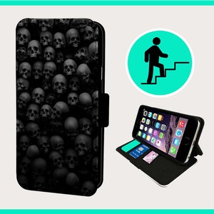 SKULLLS MASS MURDER - Étui à rabat pour iPhone/Samsung imitation cuir végétalien
